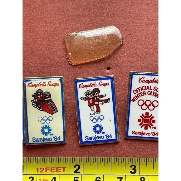 VINTAGE Campbells Soups Sarajevo 84 Winter Olympics Pins Set Of 5 - Picture 5 of 6